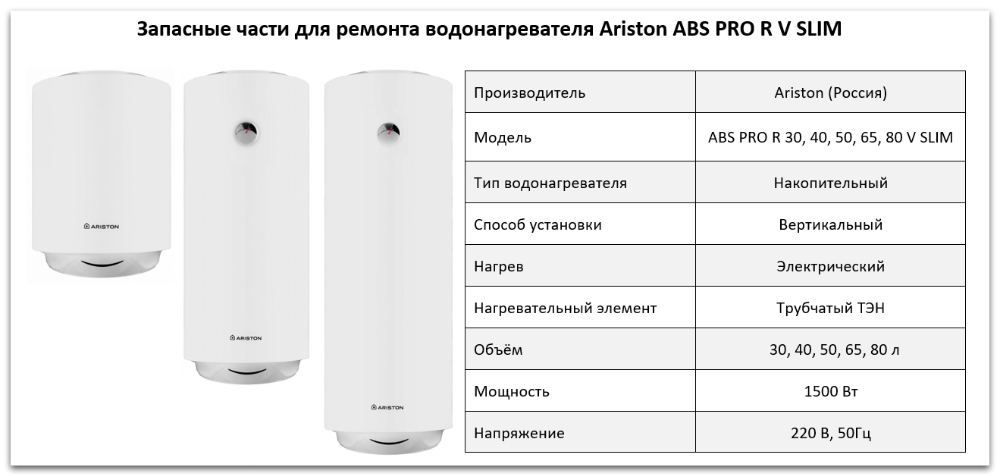 Купить запчасти Ariston ABS PRO R V SLIM в Москве