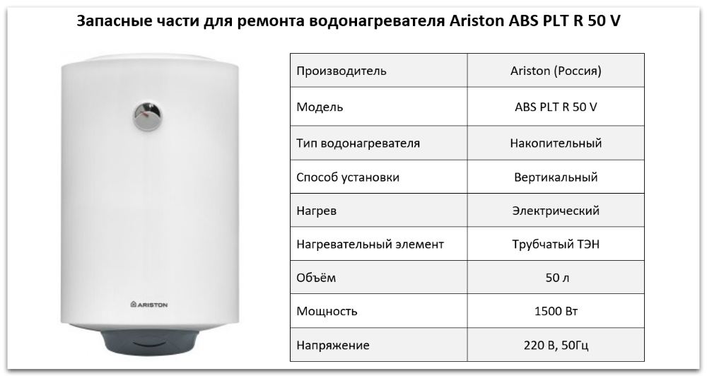 Купить запчасти Ariston ABS PLT R 50 V в Москве