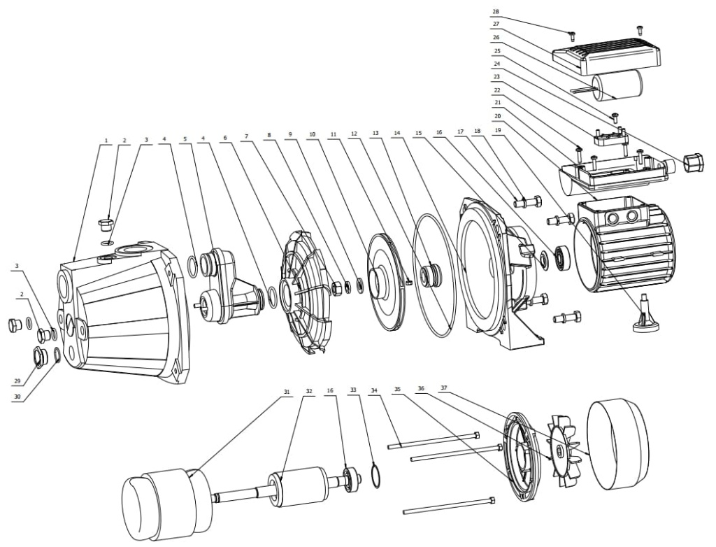 Запчасти для Unipump JET 40 S: схема Запчасти Unipump JET 40 S купить в Москве