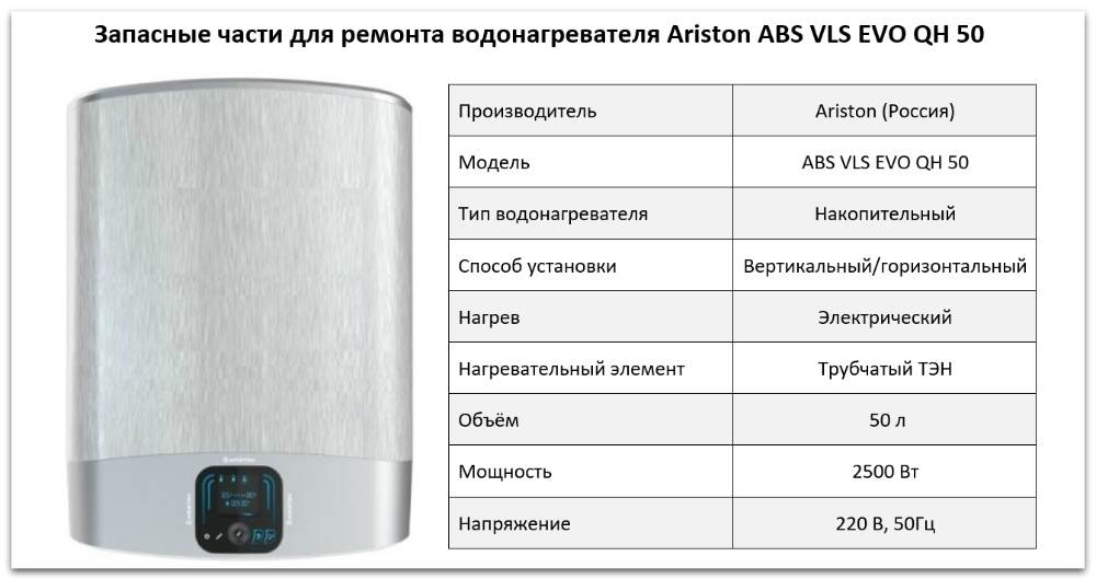 Купить запчасти Ariston ABS VLS EVO QH 50 в Москве