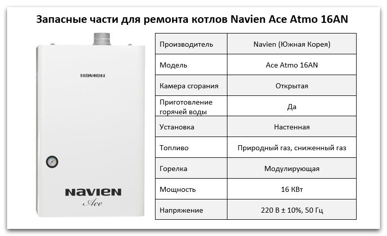 Купить запчасти Navien Ace Atmo 16AN в Москве